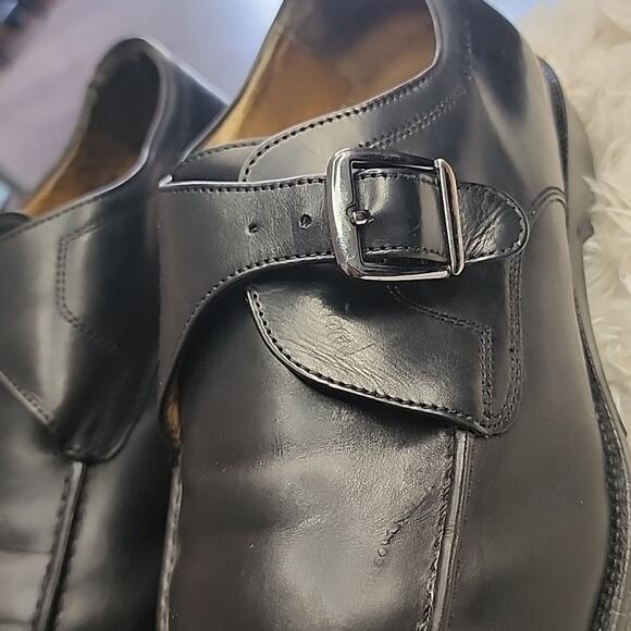 JOHNSTON MURPHY BLACK SHEEPSKIN LEATHER MONKSTRAP DERBYS MENS SIZE 11 - Picture 5 of 16